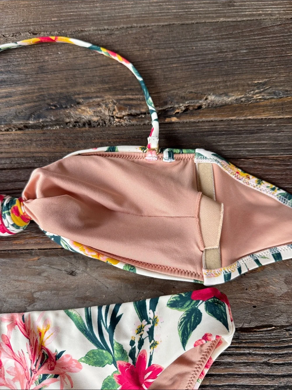 J. Crew floral bandeau high cut leg  cheeky bikini NWOT small